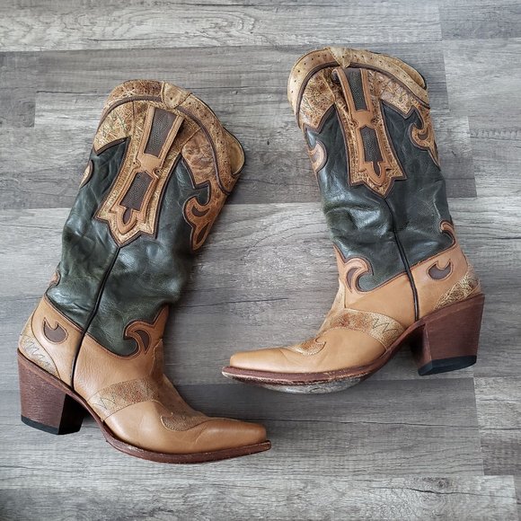 dark green cowboy boots